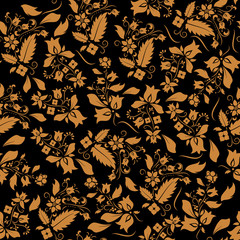 Vector floral seamless pattern. Decorative background with simple ornaments element. Ethnic traditional design.