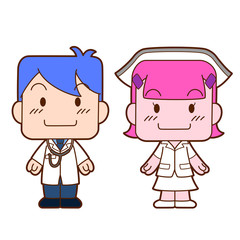 Cute cartoon character of doctor and nurse.
