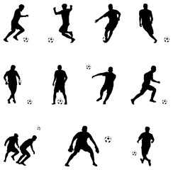 Vector illustration of soccer players silhouettes