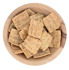 Quinoa chips, snack, isolated on white background.