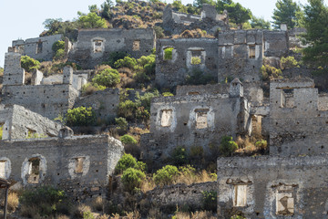 Fototapeta na wymiar Abandoned houses and ruins of Kayakoy village, Fethiye, Turkey