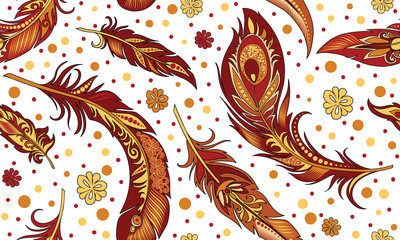 ornament with decorative peacock feathers 