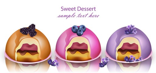 Sweet jelly desserts Vector realistic