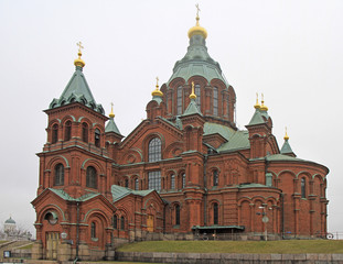 Fototapeta na wymiar Uspenski Cathedral in finnish capital Helsinki