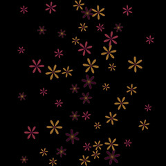 Fototapeta na wymiar Feminine Floral Pattern with Simple Small Flowers for Greeting Card or Poster. Naive Daisy Flowers in Primitive Style. Vector Background for Spring or Summer Design. 