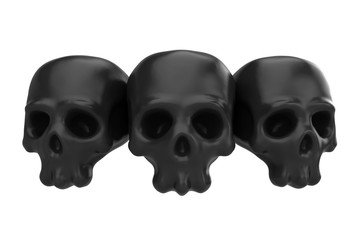 Cartoon funny three skull. Stylish cute colorful children illustration isolated on simple background. Template for design project. Realistic 3d render.