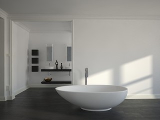 Fototapeta na wymiar Modern simple bathroom with sunlight