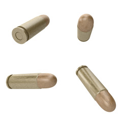 Realistic bullet isolated on white background. 3d illustration.