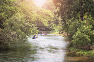 Team are rafting on the river, extreme sport © virojt