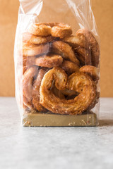 Package of Palmier Cookies in Plastic Bag.
