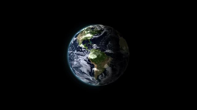 3D planet Earth rotating LOOP. Image courtesy of NASA.