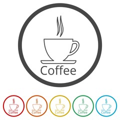 Coffee cup icon, 6 Colors Included