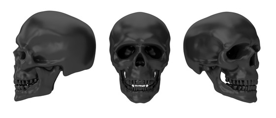 Realistic human skull isolated on white background. Creative design concept for print, cover, banner poster. 3d illustration.