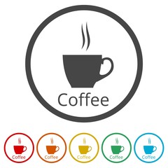 Coffee cup icon, 6 Colors Included