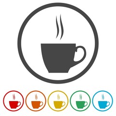 Coffee cup icon, 6 Colors Included