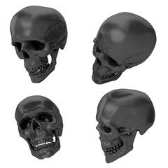 Realistic human skull isolated on white background. Creative design concept for print, cover, banner poster. 3d illustration.