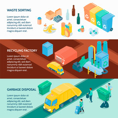 Garbage Recycling Isometric Banners