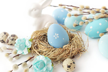 easter eggs on white background