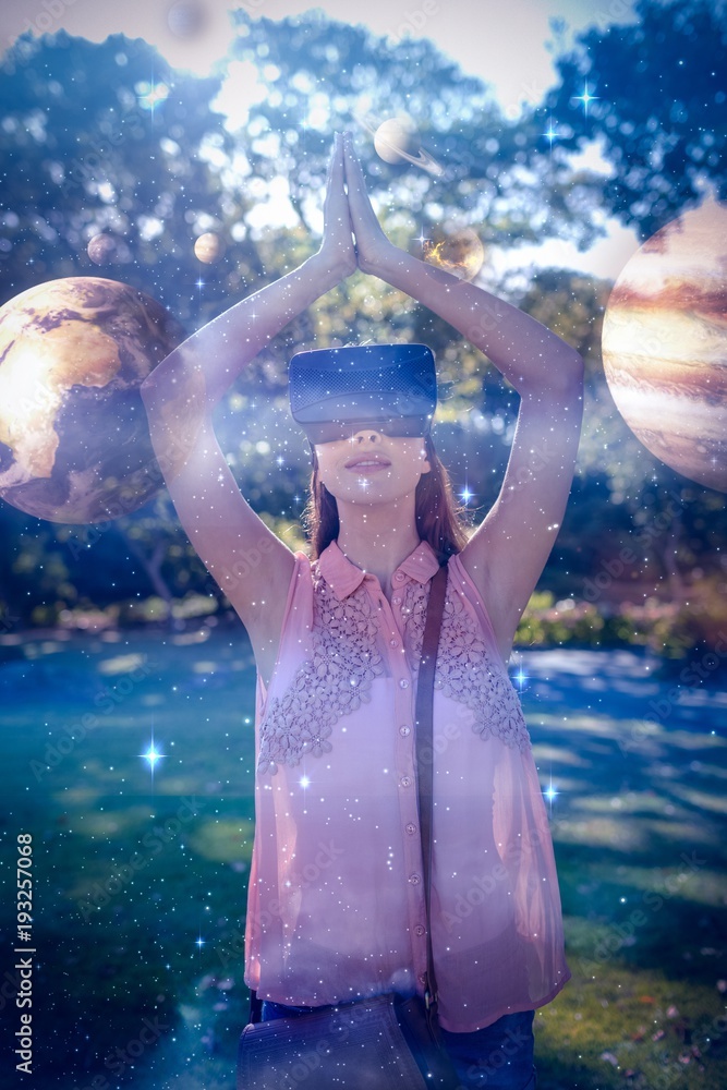 Poster composite image of composite image of solar system against white