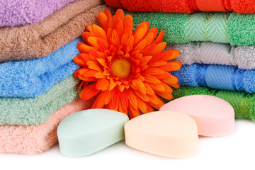 Towels, flower and soaps