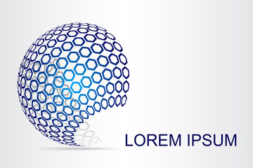 Logo stylized spherical surface with abstract shapes