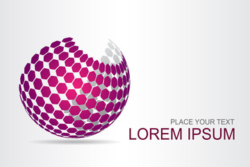 Logo stylized spherical surface with abstract shapes