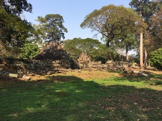 Angkor Wat in Siem Reap, Cambodia. Ancient Khmer stone temple ruins in jungle forest