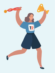 Awards ceremony. Young  female run