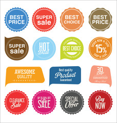 Sale stickers and tags colorful collection