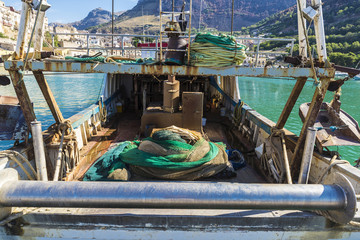 Fishing port with old fishing boats in Sicily, Italy