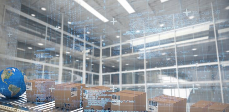 Composite image of blue matrix and codes