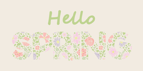 Springtime - cute pastel coloured banner with typography. Vector.