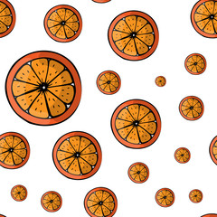 Vector summer pattern with fruits.  Oranges  Seamless background
