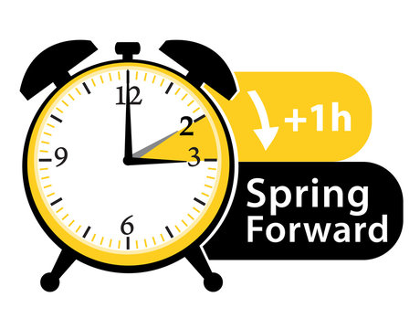 Summer time. Daylight saving time. Spring forward alarm clock vector icon II.