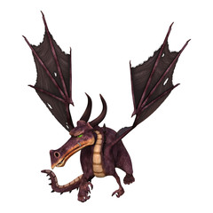 3D Rendering Fantasy Dragon on White