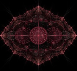 Dark purple fractal mandala on black background