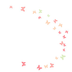 Spring Background with Colorful Butterflies. Simple Feminine Pattern for Card, Invitation, Print. Trendy Decoration with Beautiful Butterfly Silhouettes. Vector Background with Moth
