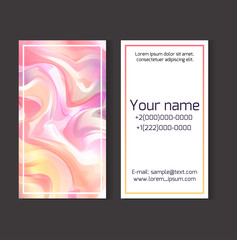 Template of two sided business card with a holographic background. Vector element for your design.