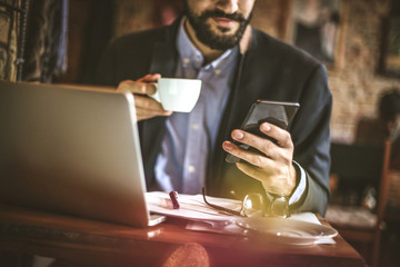 Coffee and smart phone.