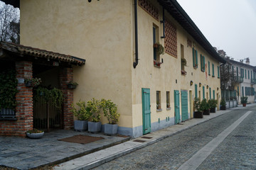 Walkpath on a street in Italy city Old town exterior
