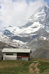 Fototapeta na wymiar The Matterhorn is a mountain of the Alps