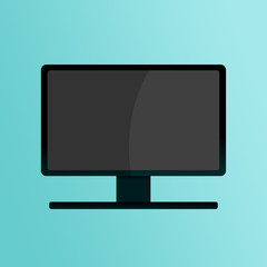 Computer monitor screen, in the style of the icon. The computer is stationary, black.