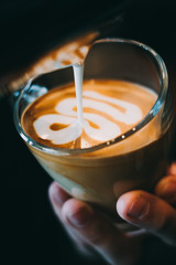 Latte art coffee cup - vintage effect