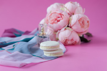 Bride's morning concept. Pink background