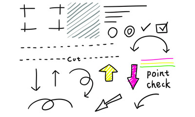 Obraz premium 手書き 矢印 線画 ノート 素材