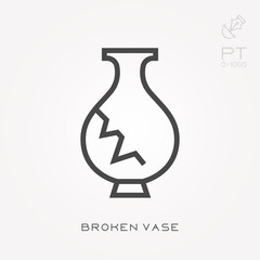 Line icon broken vase
