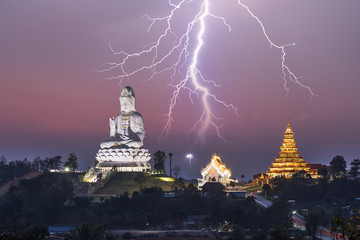 Temple with lightning  - 193271641