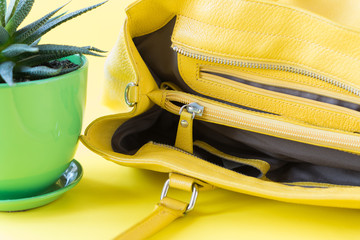 Zipper on a woman's bag close up