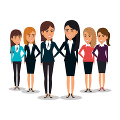 Obraz premium group of businesswoman teamwork vector illustration design