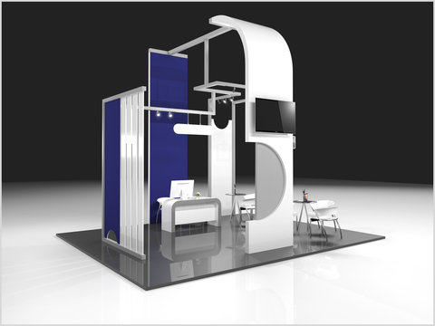 Exhibition stand modern design used for mock-ups and branding and Corporate identity.3d illustration
